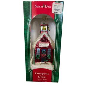 Vtg Santas Best European Style Glass Ornament Mouth Blown & Handcrafted
